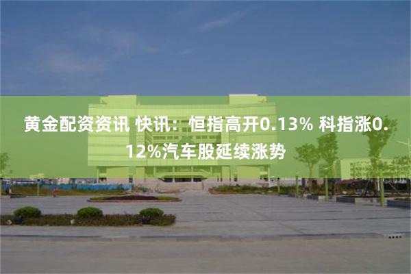 黄金配资资讯 快讯：恒指高开0.13% 科指涨0.12%汽车股延续涨势