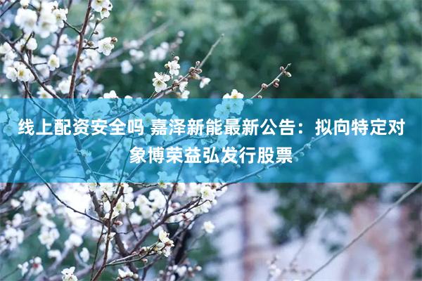 线上配资安全吗 嘉泽新能最新公告：拟向特定对象博荣益弘发行股票