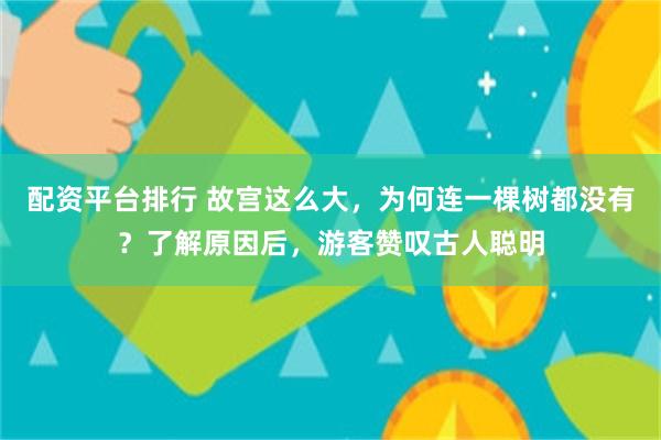 配资平台排行 故宫这么大，为何连一棵树都没有？了解原因后，游客赞叹古人聪明